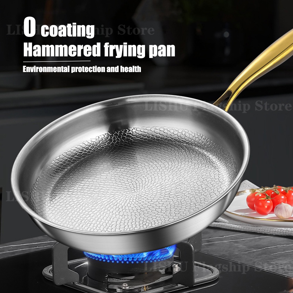 Egg Waffle Pan - 22/24/26/28/30cm Titanium Stainless Steel Frying Pan