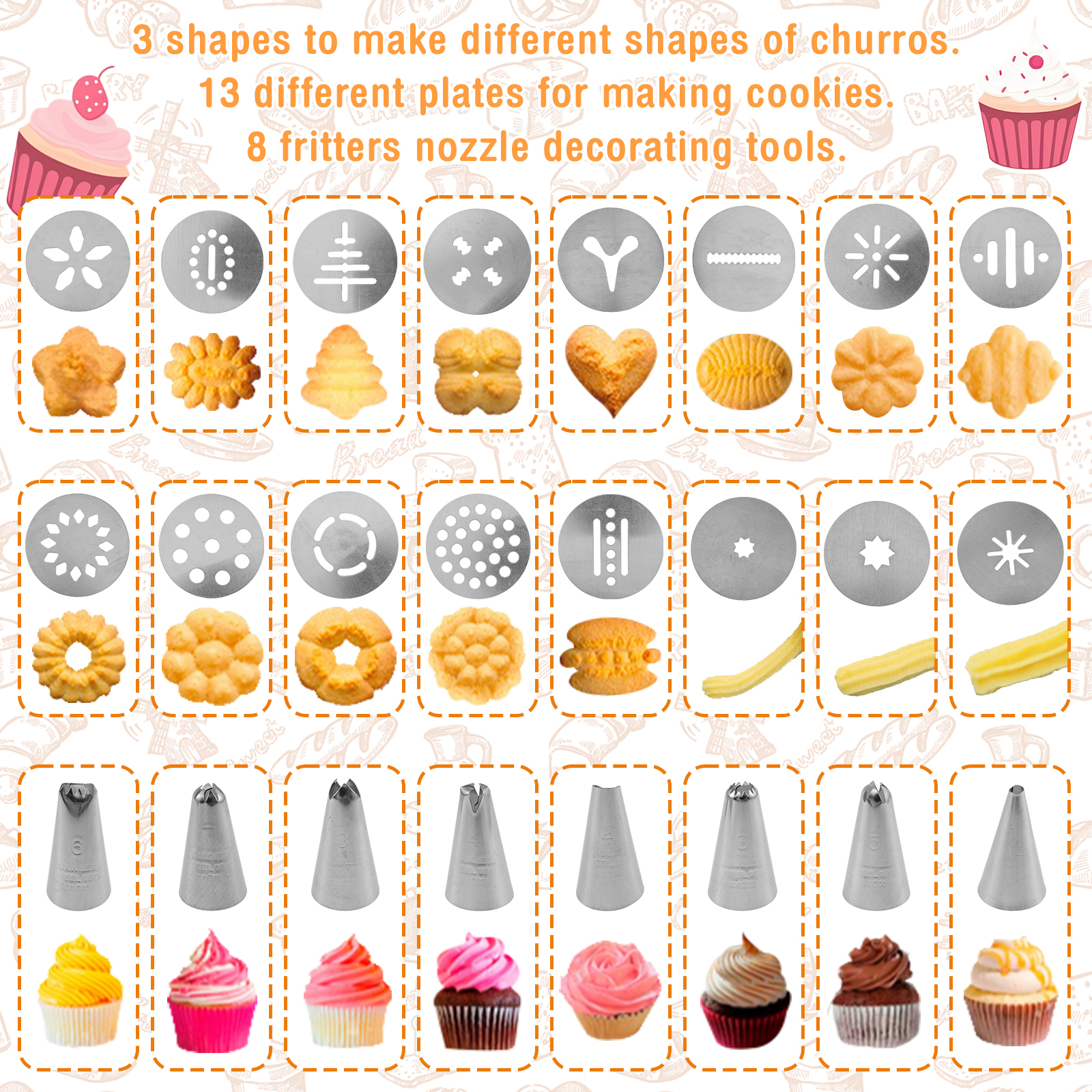 Cookie Press Gun Tips Set Stai - Churros Maker Gun recensione e prezzo