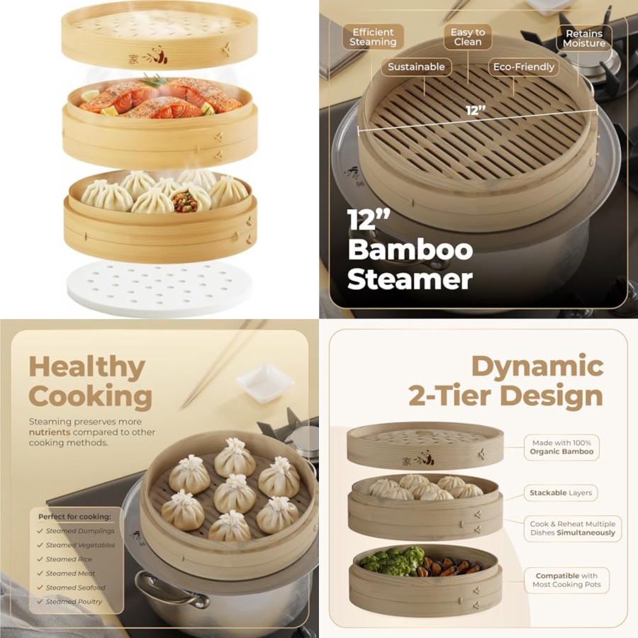 Bamboo Steamer Basket - 2-Tier - Bao Steamer Bamboo recensione e prezzo