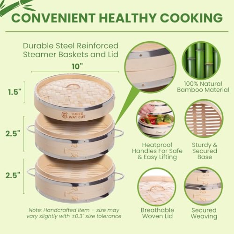 2-tier 10 Bamboo Steamer with  - Bao Steamer Bamboo recensione e prezzo